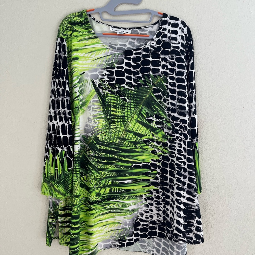 Caroline Rose Artsy Top Shirt Women's 2X Garden Party Coastal Boho USA